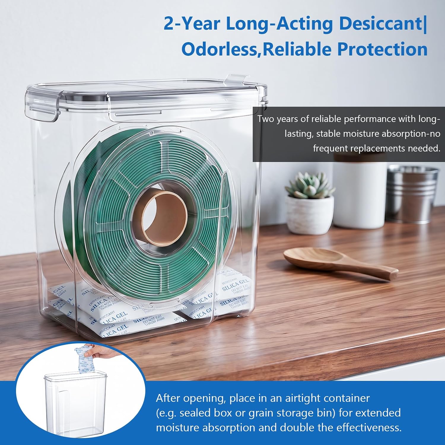 4-Pack Filament Storage Box with Digital Hygrometer, Airtight Dustproof 3D Filament Dry Box for 1kg 1.75mm PLA ABS