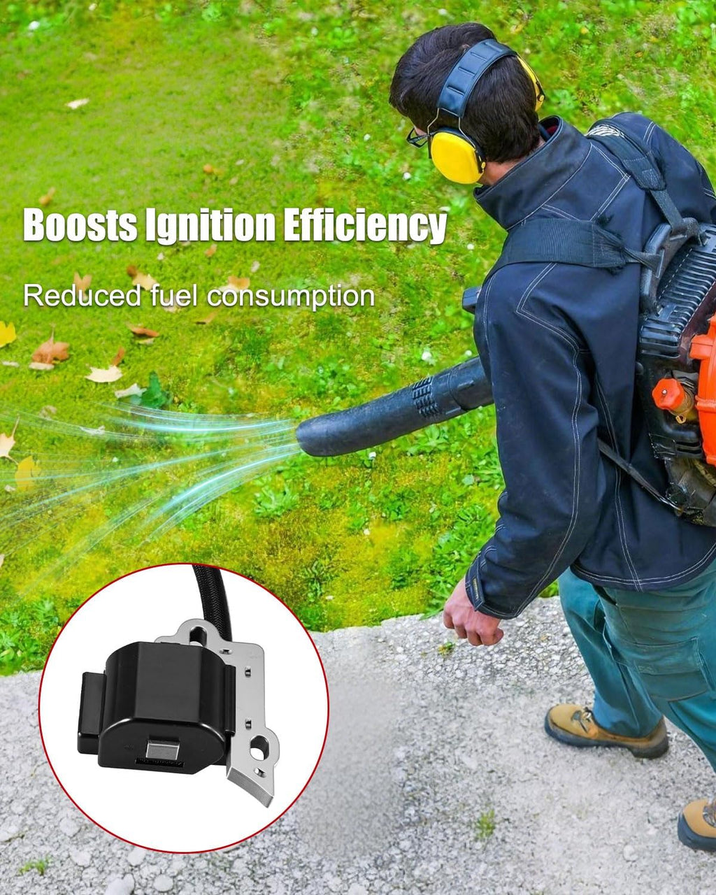 Ignition Coil with Spark Plug Fit for Craftsman Troy-Bilt Backpack Blower