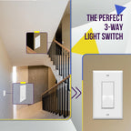 ENERLITES White 3-Way Decorator Paddle Rocker Light Switch, 15A, 10 Pack