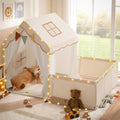 Kids Play Tent with Enclosure, Toddler Tent 2 in 1 with Padded Mat and Lights, Large Playhouse for Kids, Indoor &