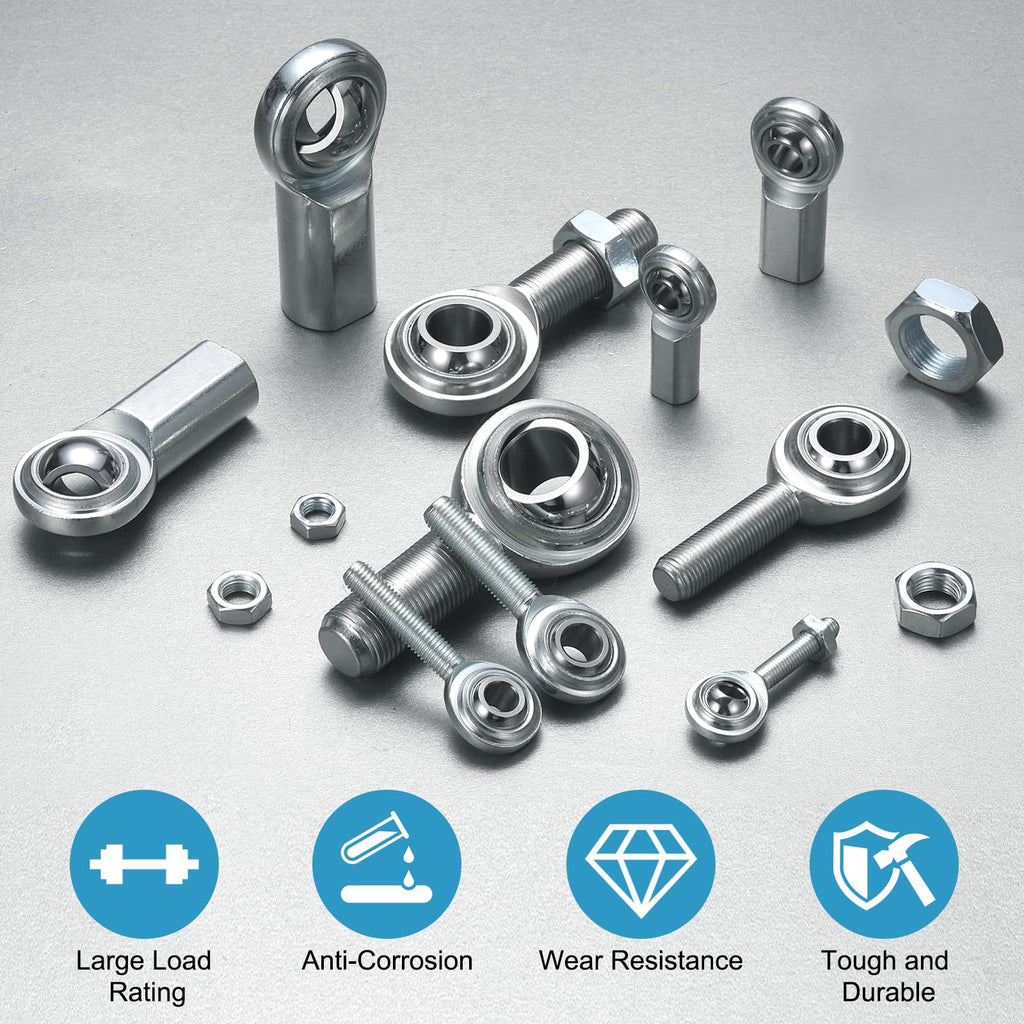 uxcell CM8 Rod End Bearing 1/2" Bore, 1/2-20 UNF RH Male, 1045 Steel