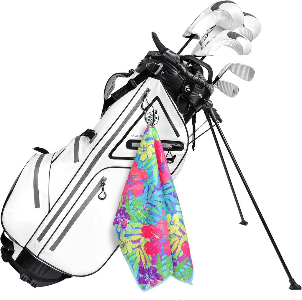 Microfiber Golf Towels for Golf Bags & Carts - Premium Weave Waffle & Ball Towels with Carabiner Clip, Essential