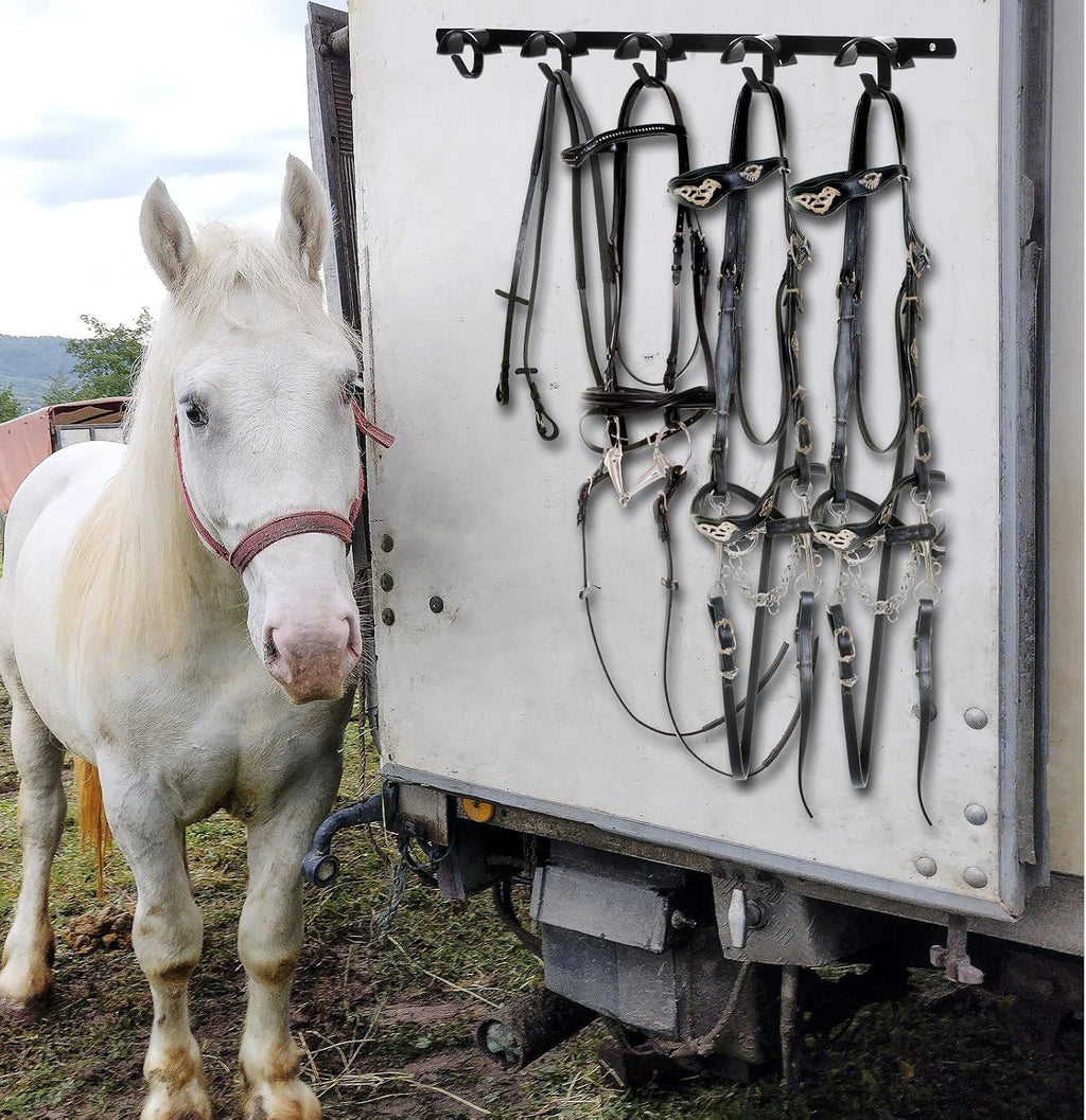 2 Pcs Bridle Rack for Horse Wall Mount, Horse Tack Bulk, Five Hooks