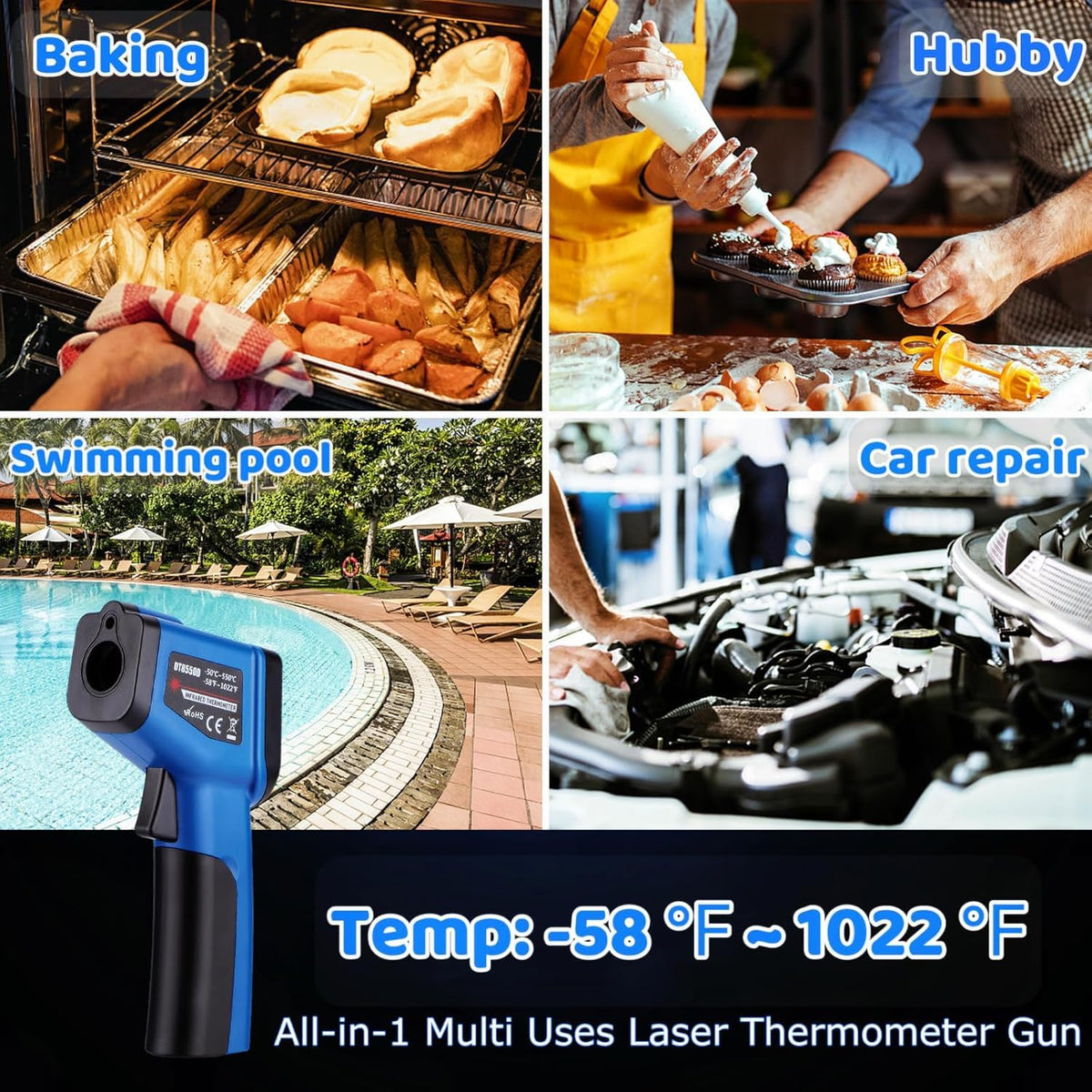 Infrared Thermometer Gun for Griddle, Digital Laser Temperature Thermometer