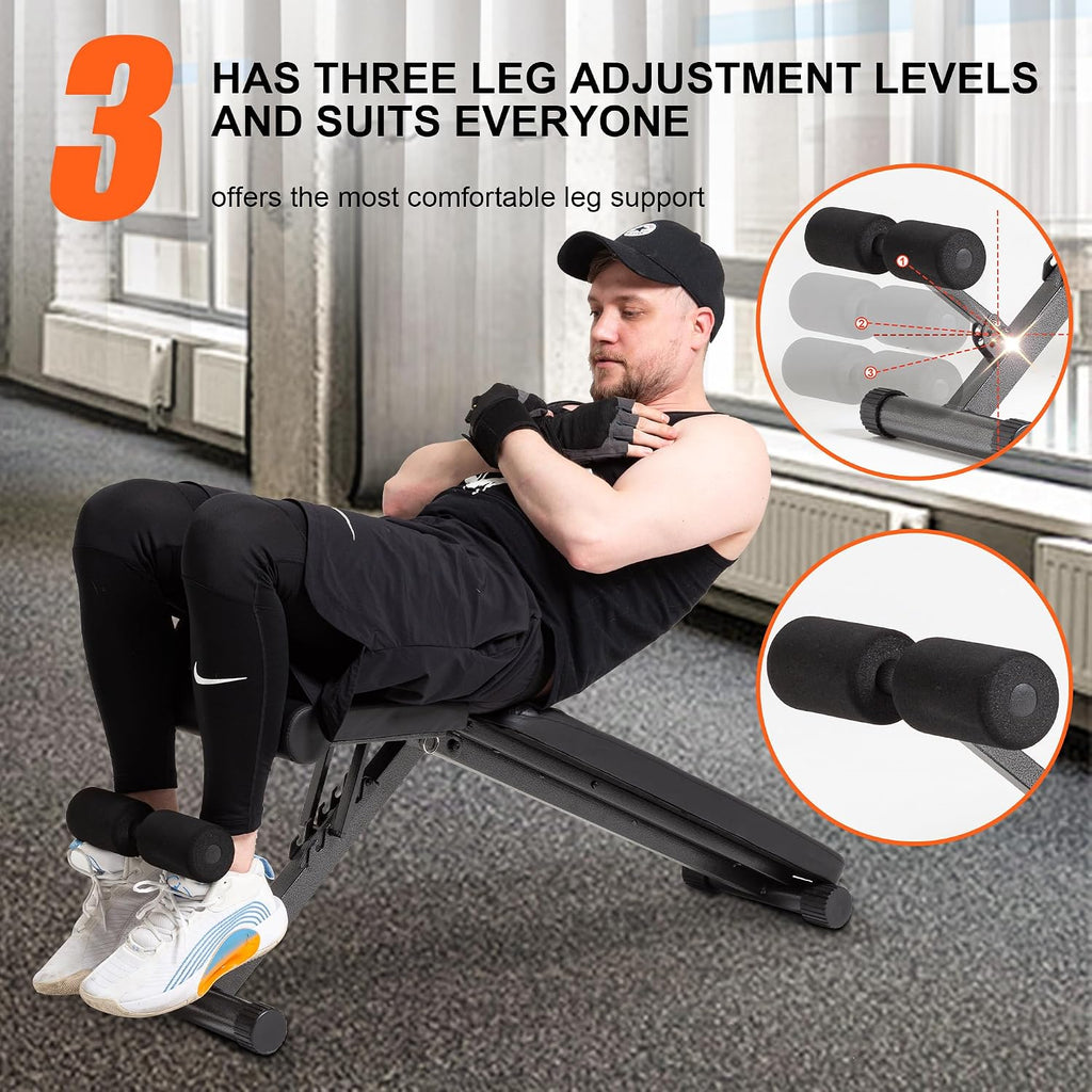 Adjustable Foldable Portable Weight Bench for Home Gym,700-800LBS Flat Incline Decline Workout Bench for Full Body