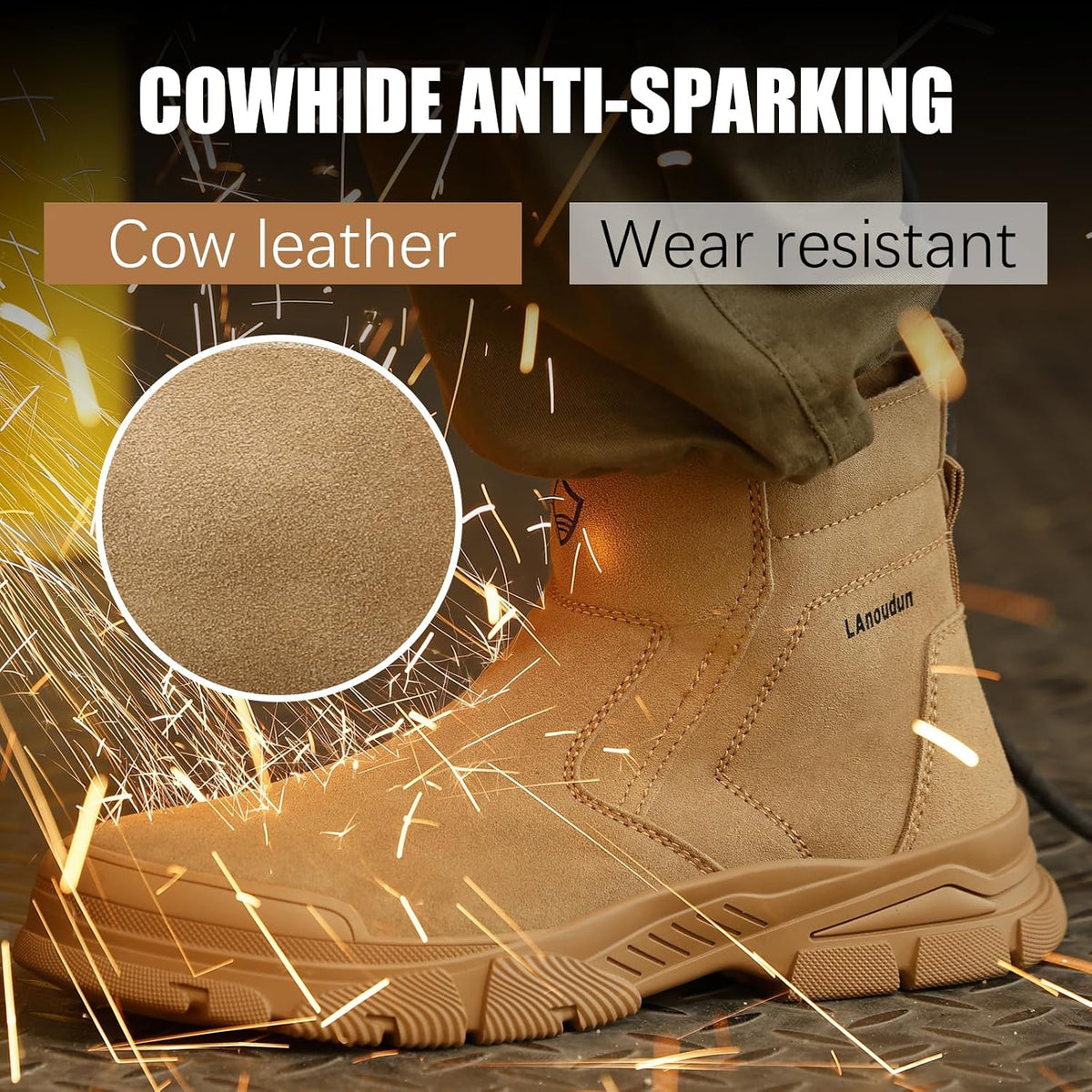 Steel Toe Boots for Men High-Top Safety Toe Welding Work Boots | Anti Smashing, Puncture Resistant, High-Top Ankle