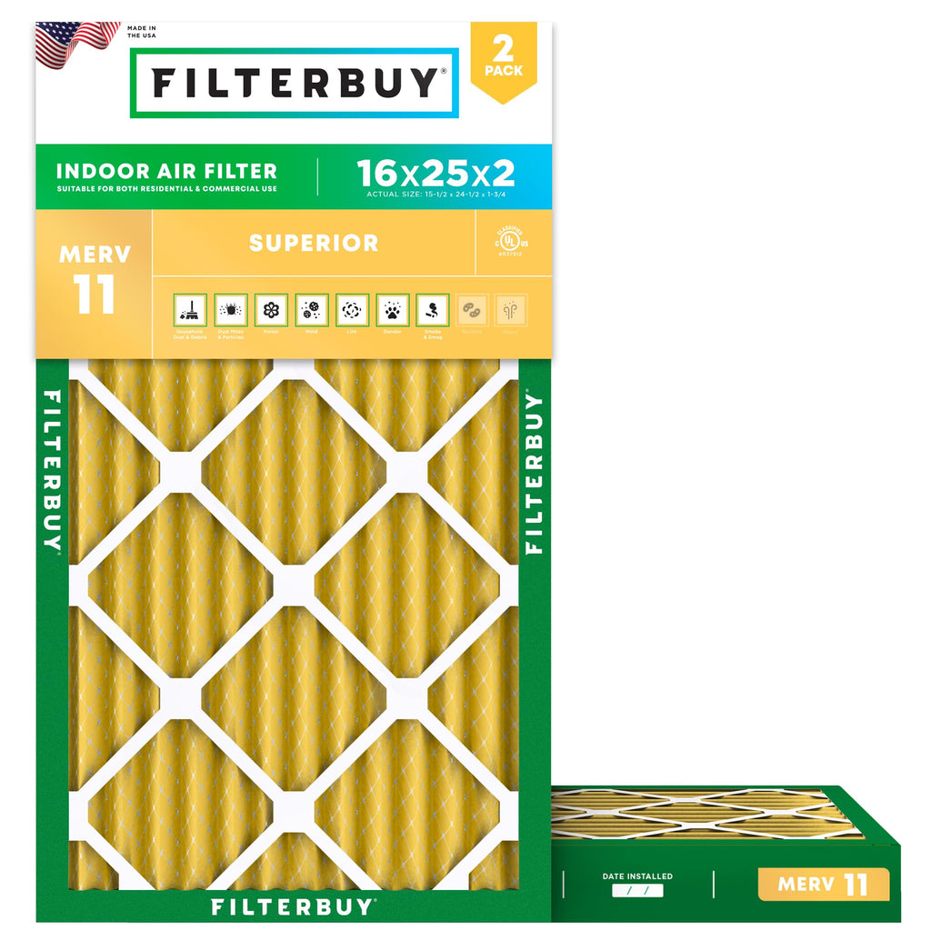 16x25x2 Air Filter MERV 11 Pet & Allergy Defense (2-Pack)