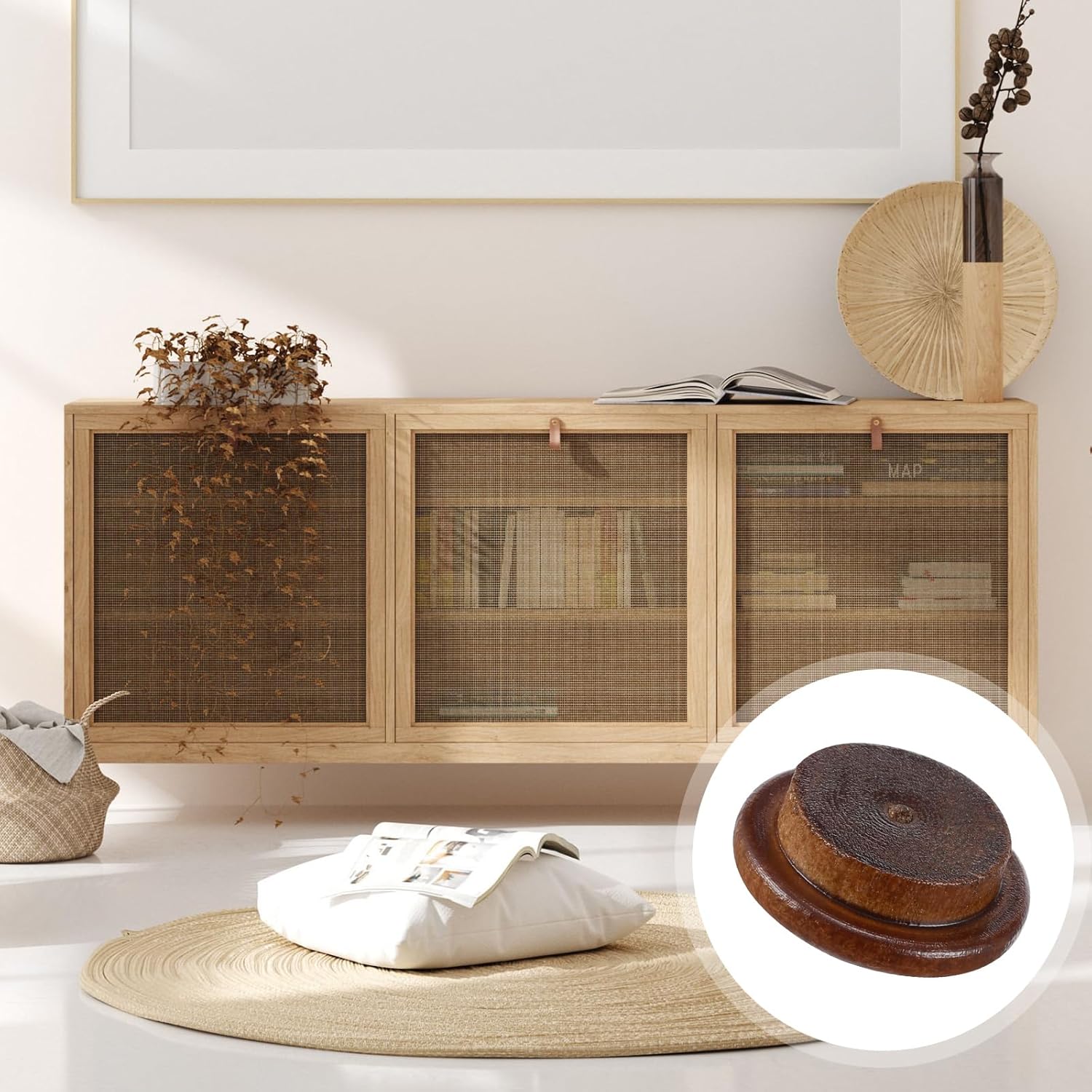 120 Pieces 4 Sizes Wood Plugs Wooden Button Hardwood Hole Plugs for Holes in Locking Tube Furniture, 3/16'', 5/16''
