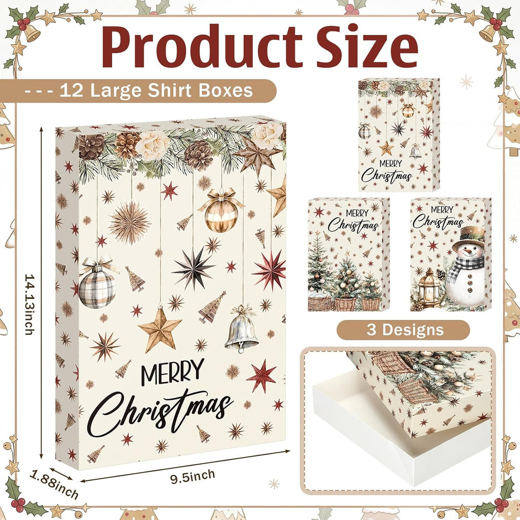 12 Pack Christmas Shirt Gift Boxes with Lids Sweaters Box