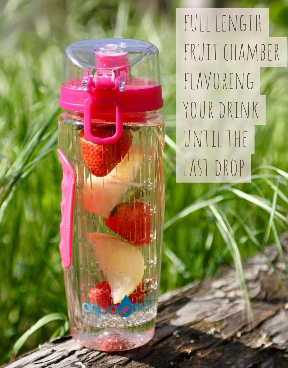 aquaFrut 32 OZ Fruit Infuser Water Bottle BPA-Free Fruit Infusion Sports Bottle - Flip Top Lid w Drinking Spout, Leak