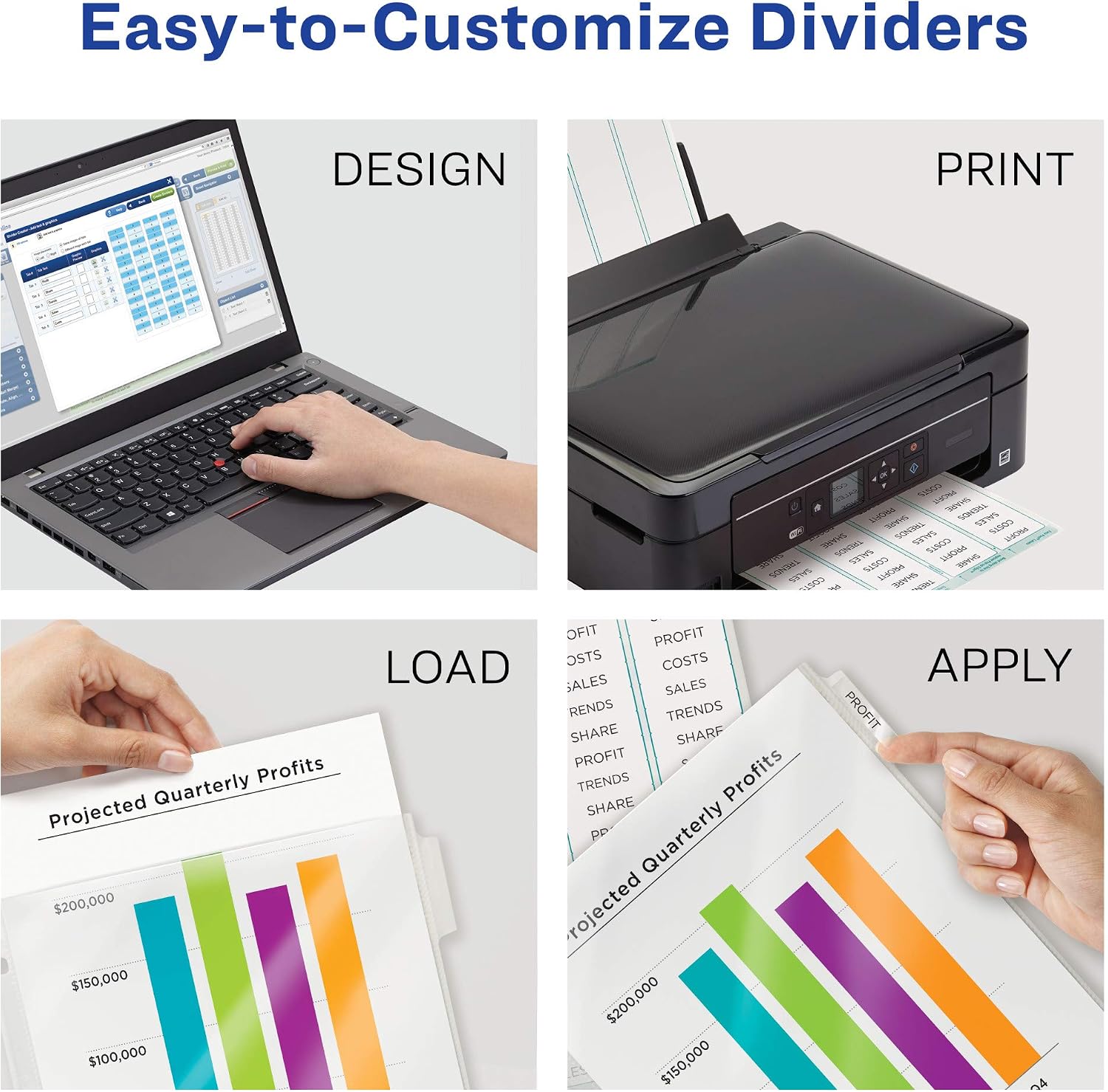 5-Tab Sheet Protector Dividers, Easy Print & Apply Clear Labels, Index Maker, White Tabs, 1 Set (75500)