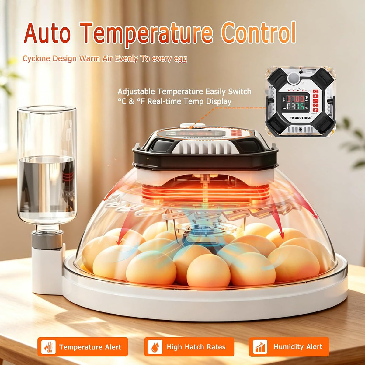 Egg Incubators for Hatching Eggs, Temperature&Humidity Control