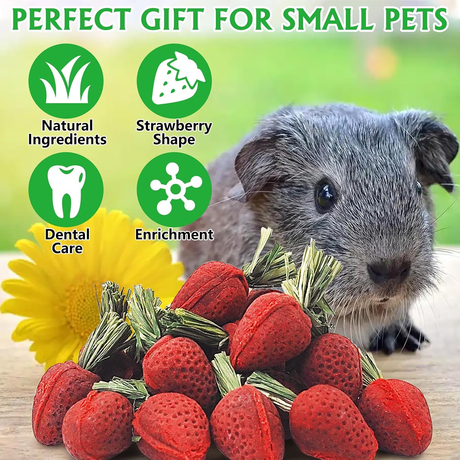 Rabbit Chew Toys, 12 PCS Natural Hamster Molar Snacks Handmade Small Animal Chew Toys for Teeth Timothy Hay Treats