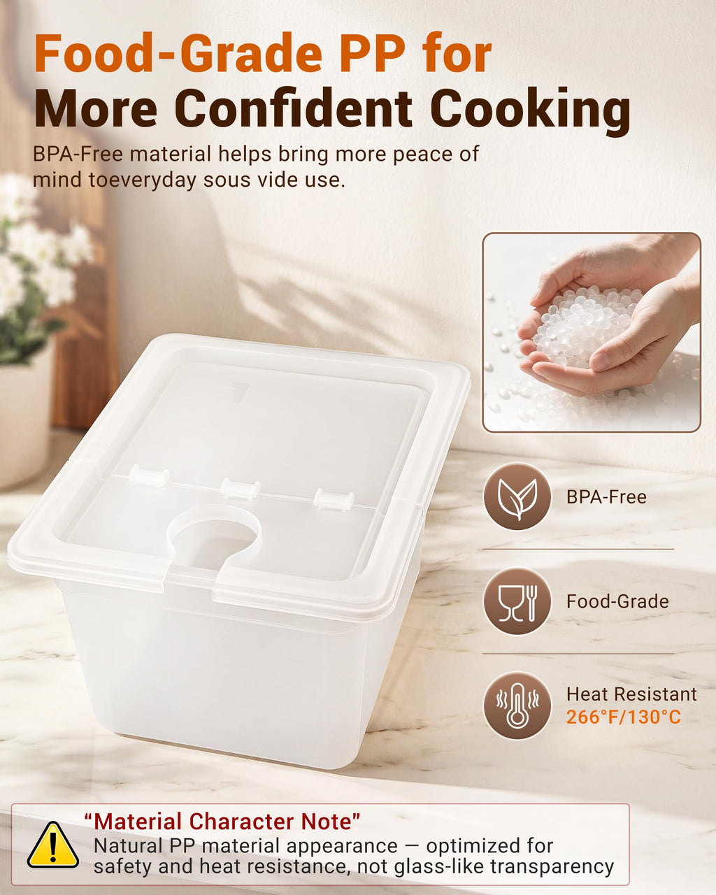 12QT Sous Vide Container BPA-Free with Reinforced Hinged Lid