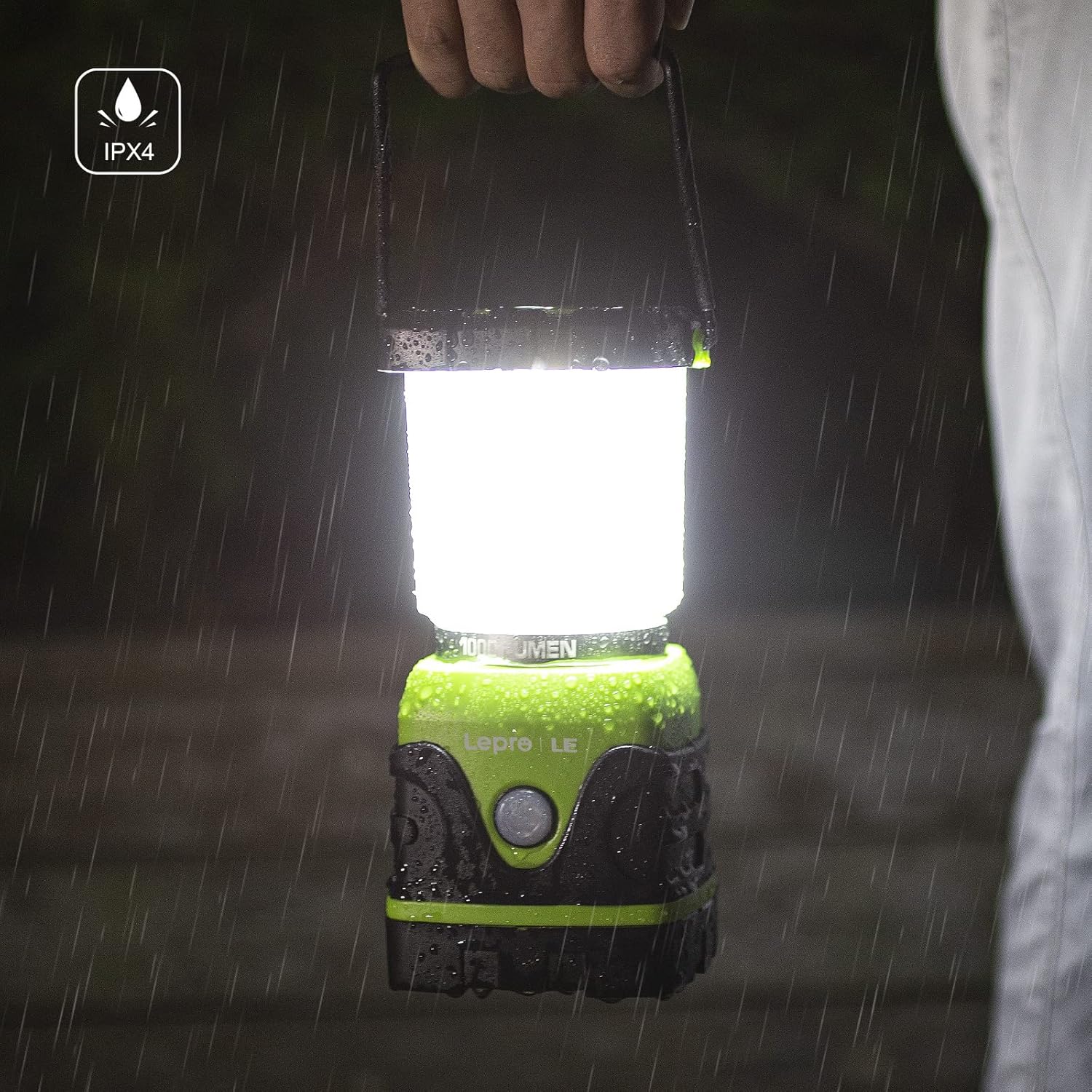 1000LM Battery Powered LED Camping Lantern, Green Tent Light with 4 Light Modes, Camping Essentials, Waterproof