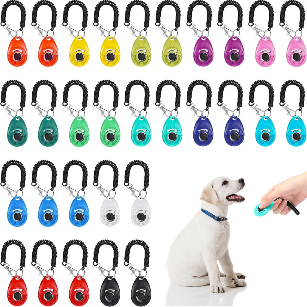 30 Pcs Dog Training Clicker for Pet with Wrist Strap Dog Cat Bird Clicker Puppy Training Supplies for Dogs Cats