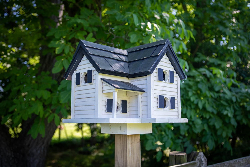 Purple Martin Bird House | Cottage Purple Martin House Kit | Bird House to Attract Purple Martins (Black Roof) |