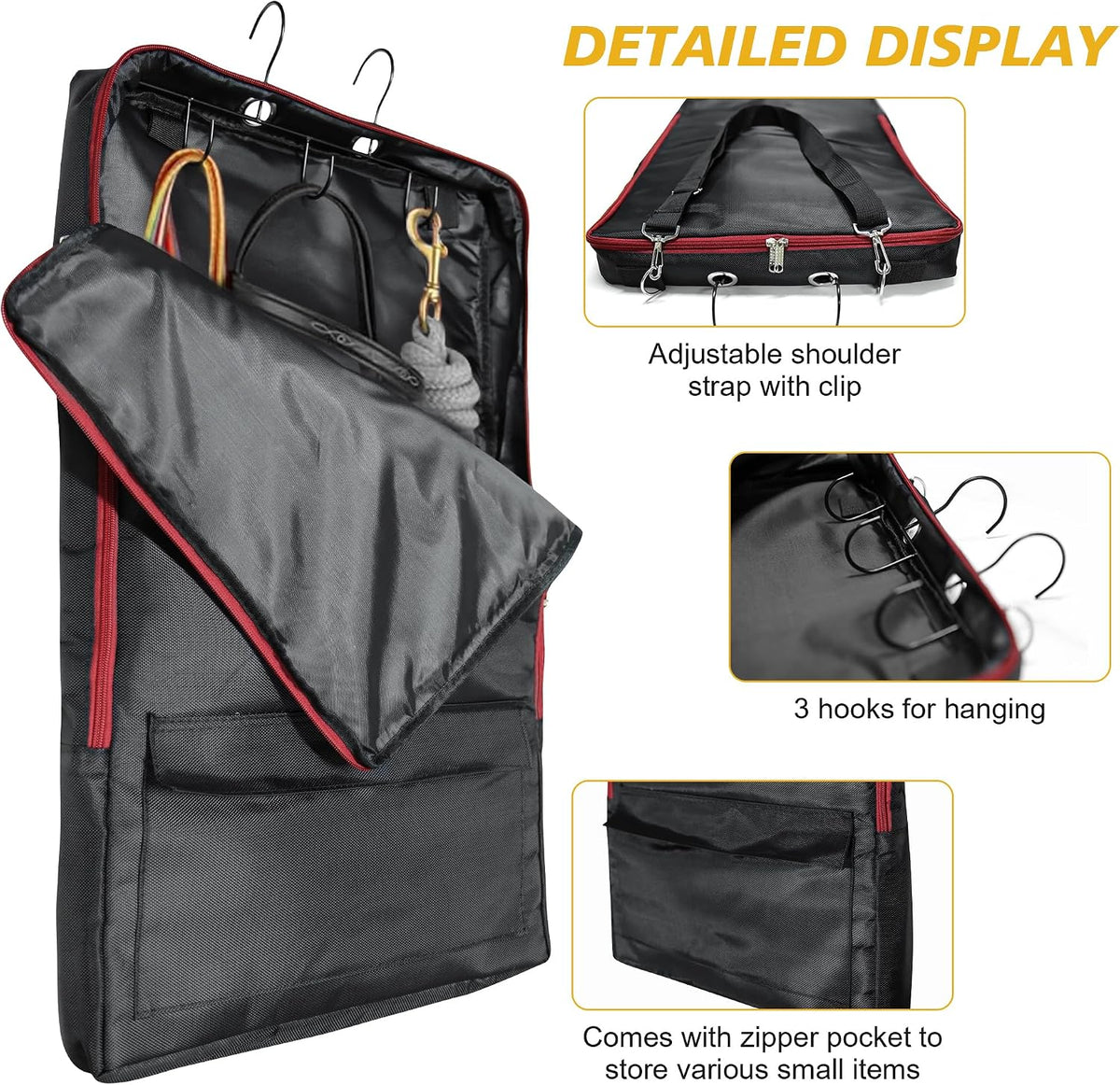 Horse Bridle Bag,Bridle/Halter Bag with 3 Prong Tack Rack