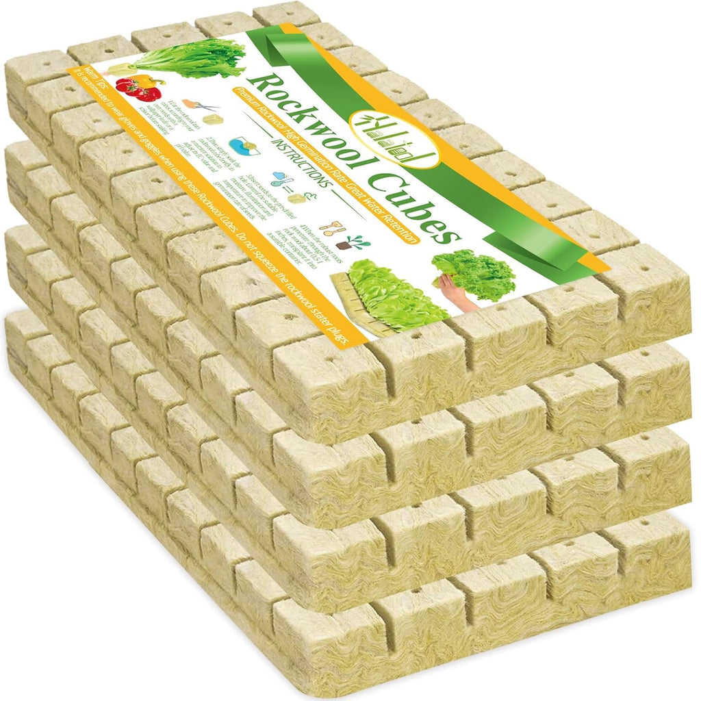1 Inch Rockwool Cubes for Hydroponics, 200 Plugs Seed Starter Cube | High Germination Rate for Vegetables & Herbs