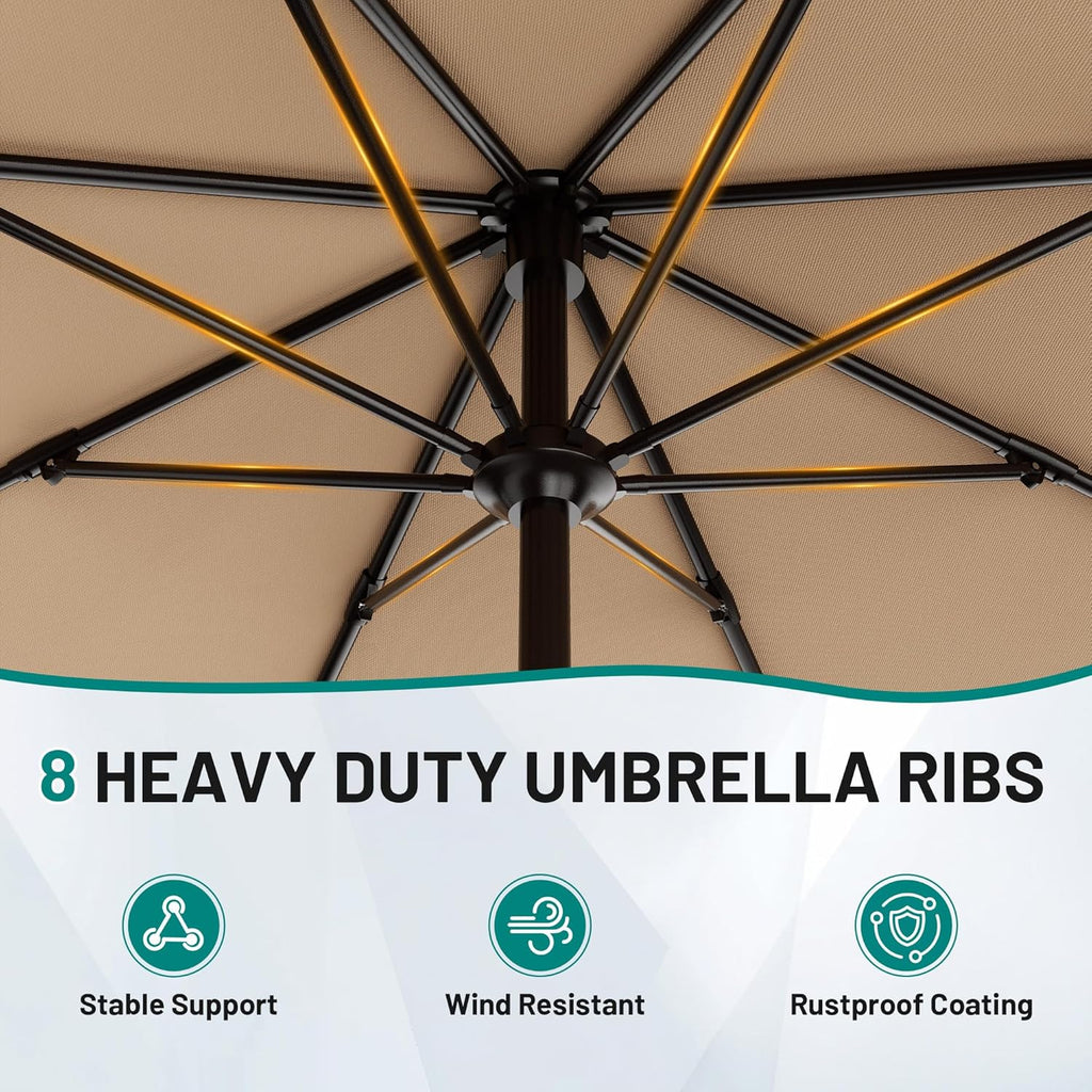 9 FT Patio Umbrella for Outdoor, Outdoor Table Umbrella with Push Button Tilt and Crank, Outdoor Patio Umbrellas with