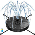 Solar Fountain with 2000mah Battery, 3-Level Adjustable Water Height, Rotating Rods, Works in Shadow, 7 Nozzles, 2026