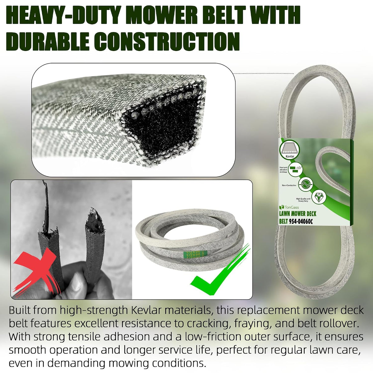 42" Lawn Mower Deck Belt Compatible with MTD Troy Bilt Mower Replaces Part Number 954-04060C 954-04060 954-04060B