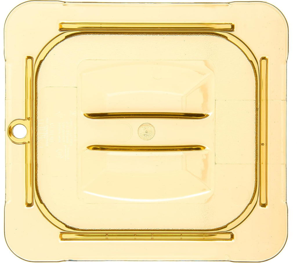 StorPlus Handled Lid, Cover for 1/6 Size Food Pans, Unnotched, 6.88" x 6.31", 1 Count, Amber