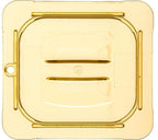 StorPlus Handled Lid, Cover for 1/6 Size Food Pans, Unnotched, 6.88" x 6.31", 1 Count, Amber