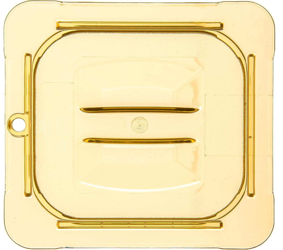 StorPlus Handled Lid, Cover for 1/6 Size Food Pans, Unnotched, 6.88" x 6.31", 1 Count, Amber