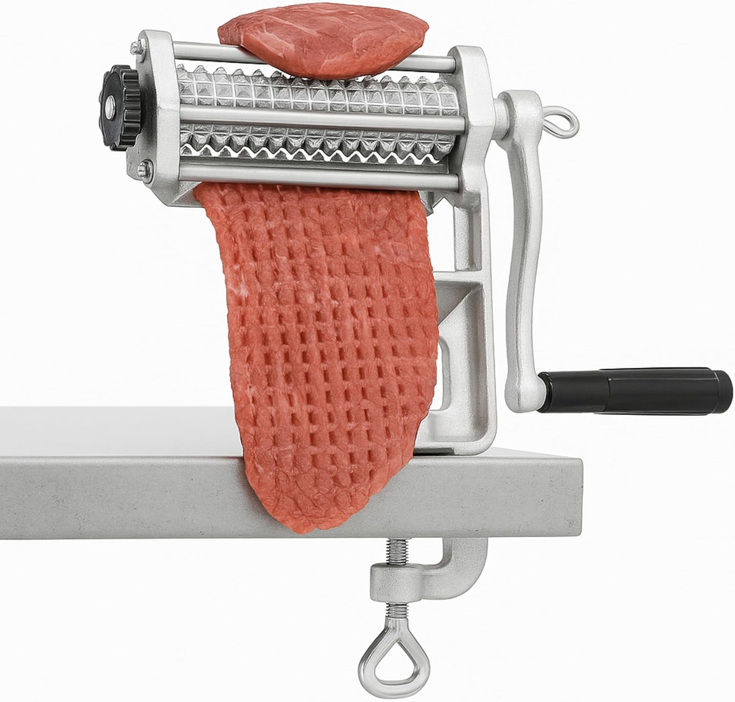 Commercial Meat Tenderizer Cuber – Heavy Duty Steak Flatten Tool Meat Grinder Attachment Clamp-on Rolling Cuber for