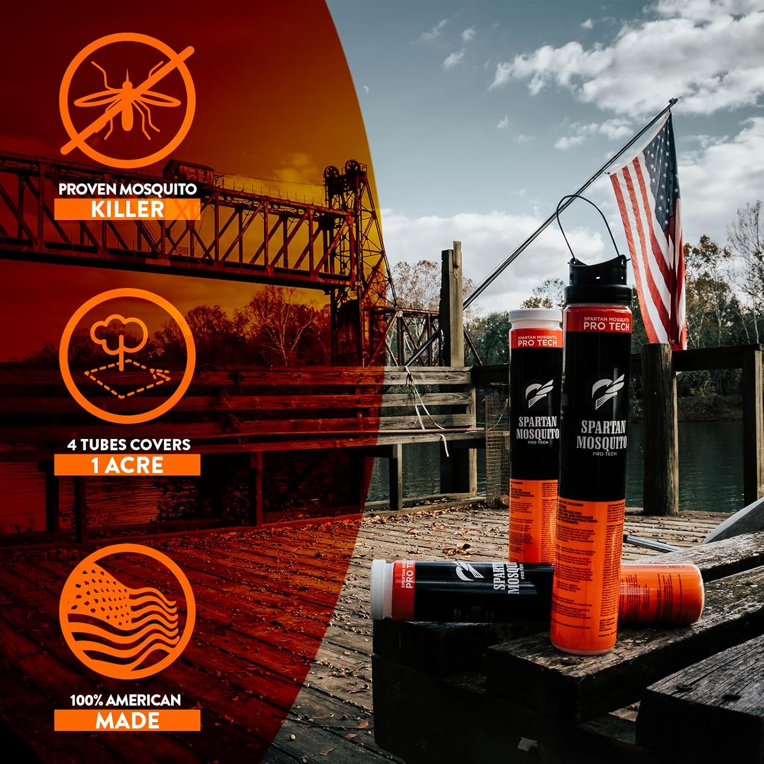 Pro Tech - 1 Acre Pack 4 Tubes | Outdoor Mosquito Repellent for Yard, Patio & Home | Natural Insect Killer & Bug