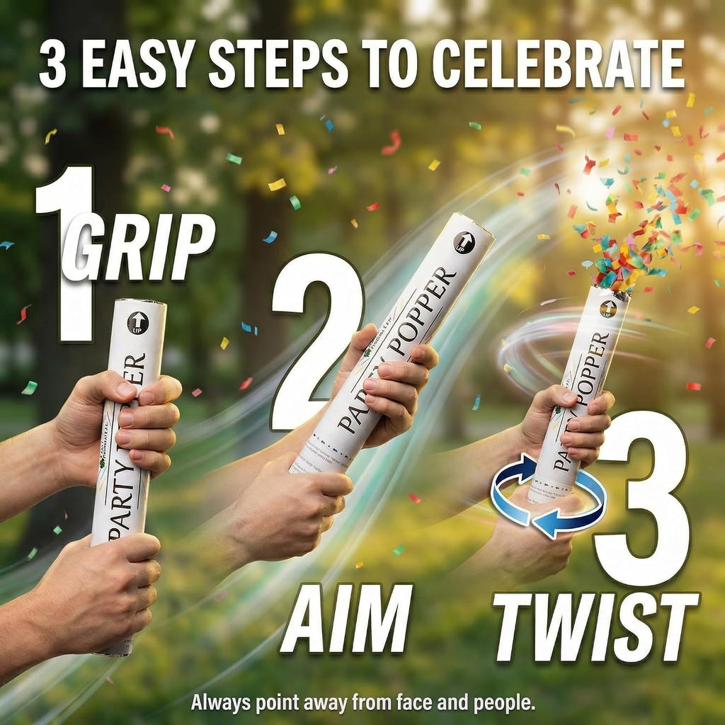 Clover Products Confetti Poppers Confetti Cannon 6 Pack Siver Mylar