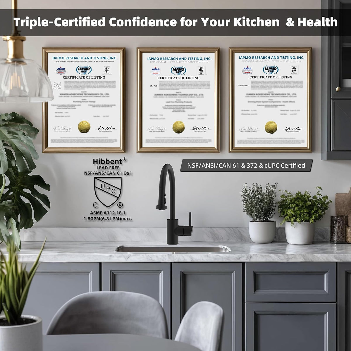 NSF/ANSI/CAN 61 & 372 Certified Kitchen Faucet Head Replacement