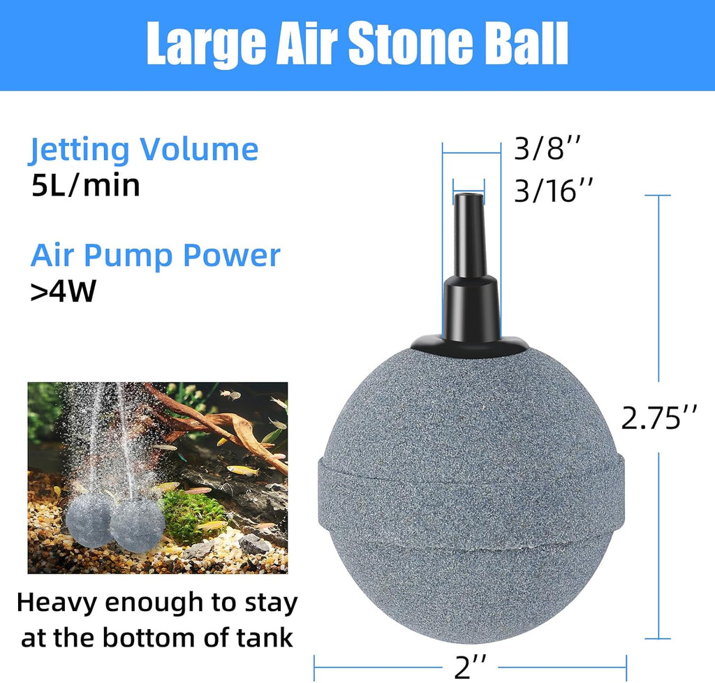 Air Stones for Ponds 2 Inch, Long Lasting Aerator Oxygen Diffuser, Air Pump Accessories for Aquariums, Fish Tanks