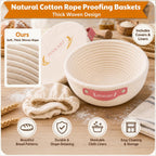 Complete Sourdough Starter Kit with Dutch Oven and Scale | 9" Round & 10" Oval Cotton Rope Proofing Baskets