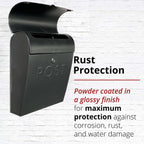 Locking Black Wall Mount Mailbox, Durable Euro Black Mailboxes for Outside, Features Pre Drilled Holes for Easy