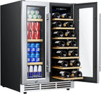 24 Inch Wine and Beverage Refrigerator, Dual Zone Wine Cooler