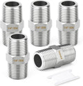 TAISHER 5PCS 304 SS New Hex Nipple,1/4" NPT Male, Pipe Adapter Fitting
