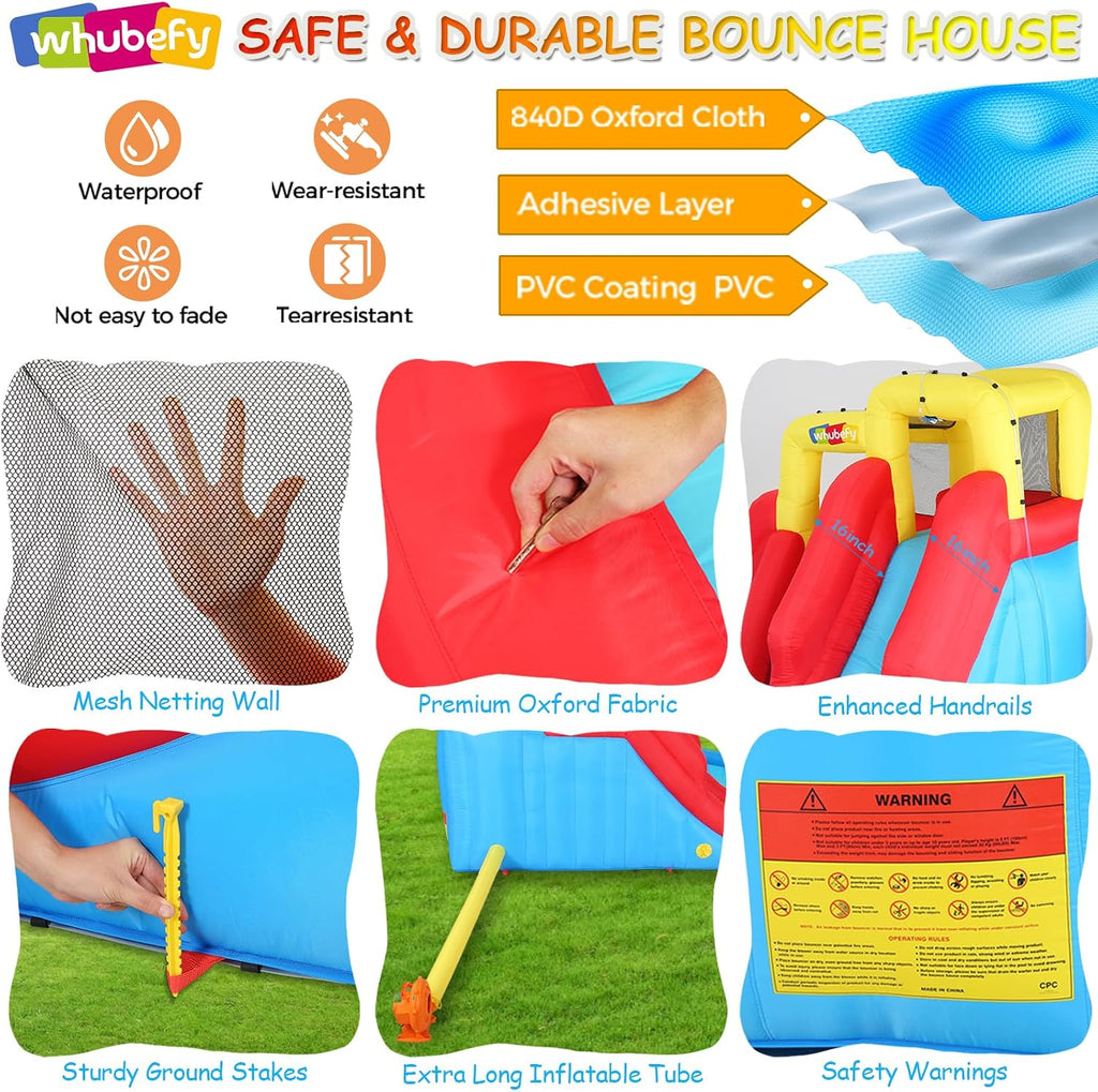 Inflatable Water Slides for Kids, 10 in 1 Inflatable Bounce House Water Park w/Blower,2 Water Guns,2 Water