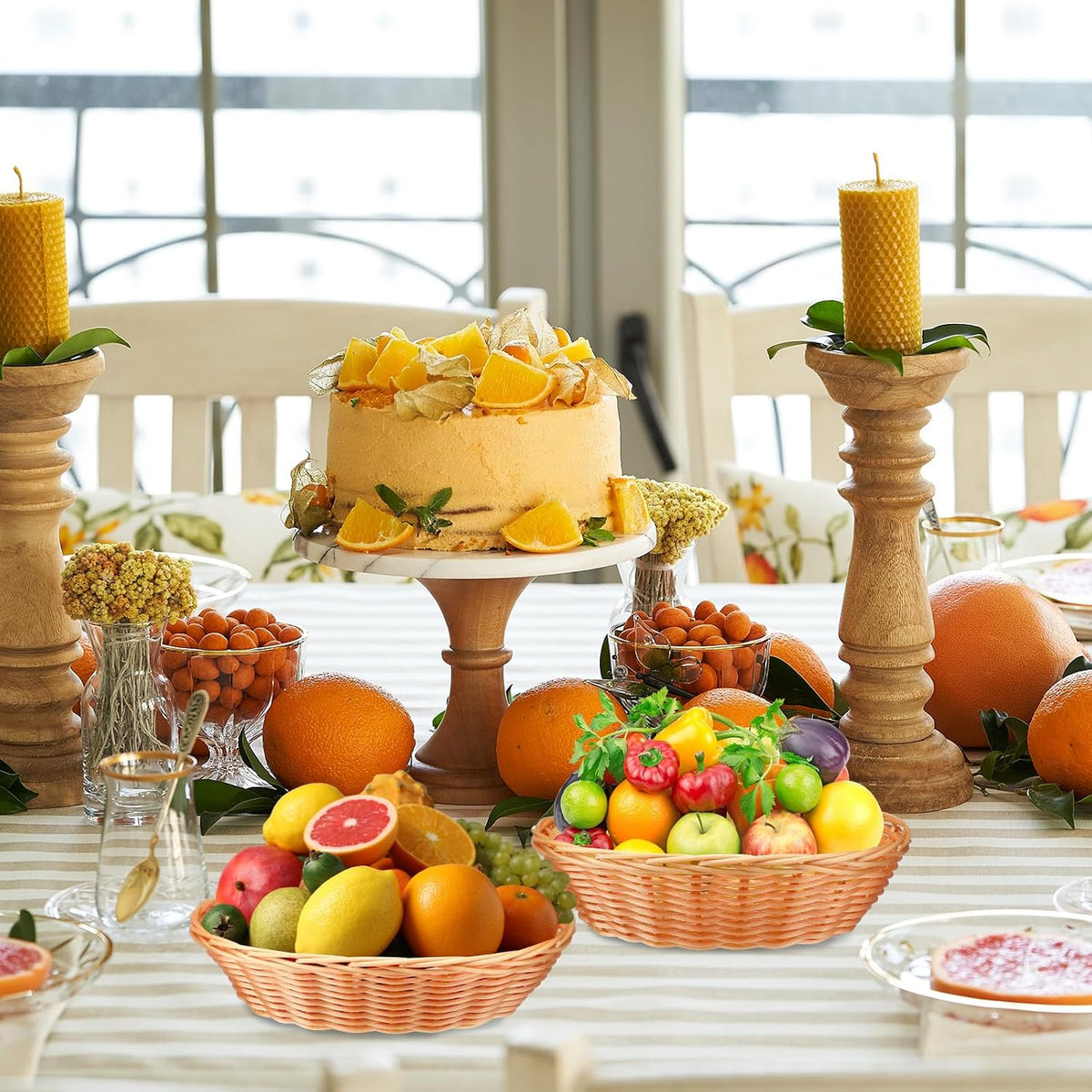 16 Pcs Oval Small Plastic Wicker Bread Basket 2.36 x 9 x 6.7 Inch Woven Food Fruit Storage Basket Bulk for Serving