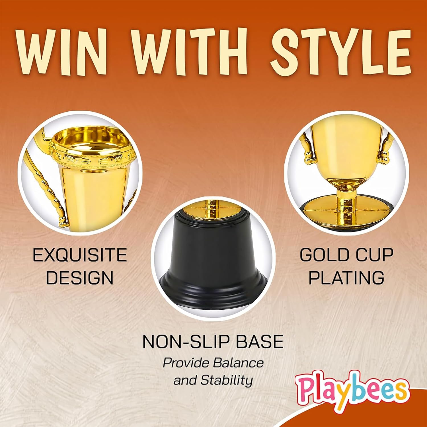Fun Gold Plastic Mini Trophies - 12 Pack - 5 Inch - Award Trophy Cup Set for Superstar Kids - Champion Celebrations