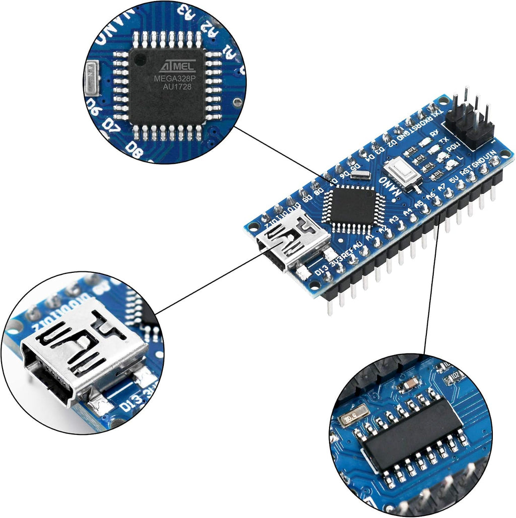 Nano V3.0, Nano Board ATmega328P 5V 16M Micro-Controller Board Compatible with Arduino IDE (Nano x 3 with USB Cable)