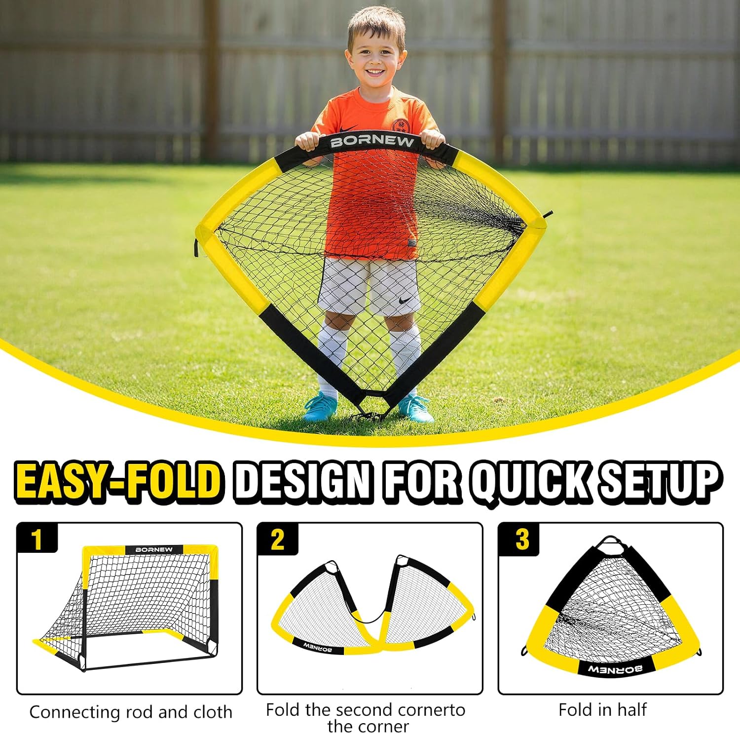 Kid Soccer Goal and Soccer Ball Targets Set - 6x4 / 4X3 ft Soccer Goal | Backyard & Indoor Portable Pop Up Soccer Net