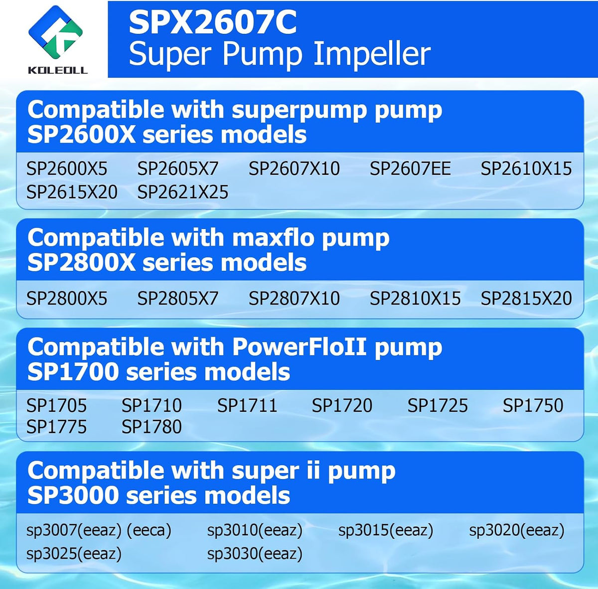 SPX2607C Super Pump Impeller Super II Max Flo 1 HP
