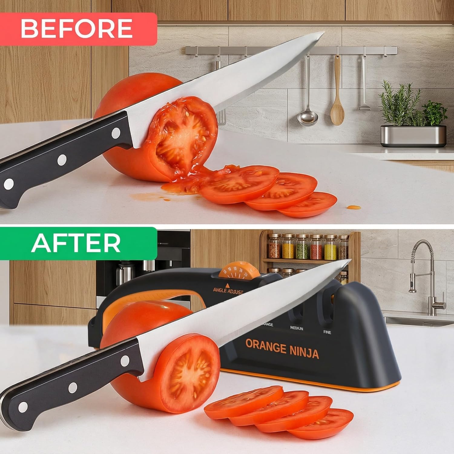 5 Precision Adjust Knife Sharpener- 3-Stage Premium Kitchen Knife Sharpener to Repair, Restore & Polish Blades by