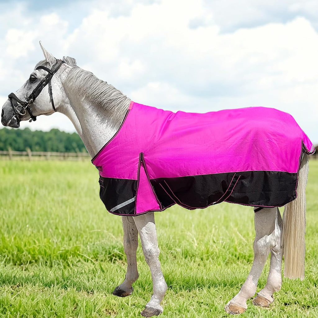 1200D Fall Horse Turnout Sheet (0g No Fill) Horse Blanket,Hot Pink 81''