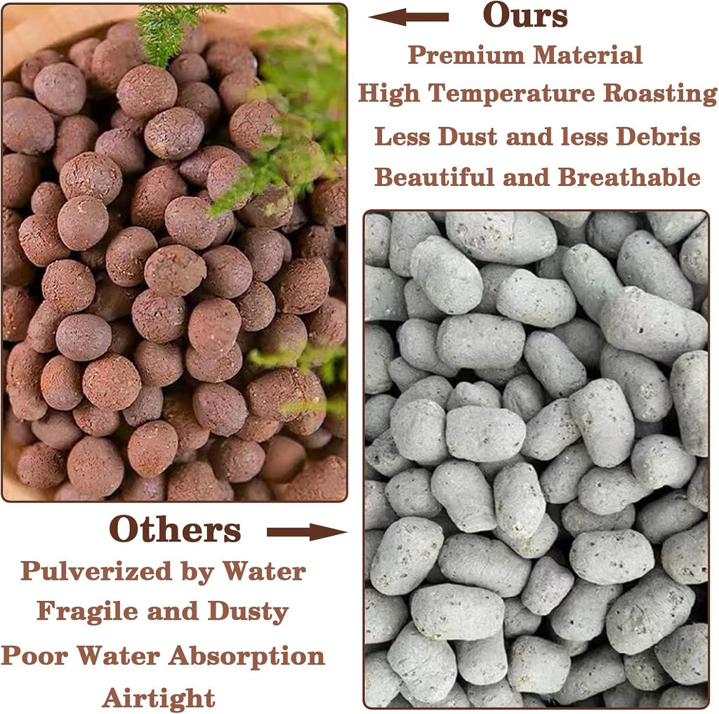 2LB Leca Clay Pebbles for Plants, 4mm-16mm Clay Balls for Hydroponic | Drainage, Reusable, Aeration, Moisture