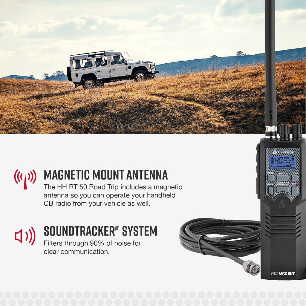 HHRT50 Road Trip CB Radio - 2-Way Handheld Emergency Radio with Access to Full 40 Channels & NOAA Alerts, Rooftop