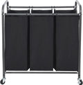 Laundry Sorter 3 Section, 3 Bag Clothes Hamper, Rolling Laundry Cart Basket with Heavy Duty Lockable Wheels and