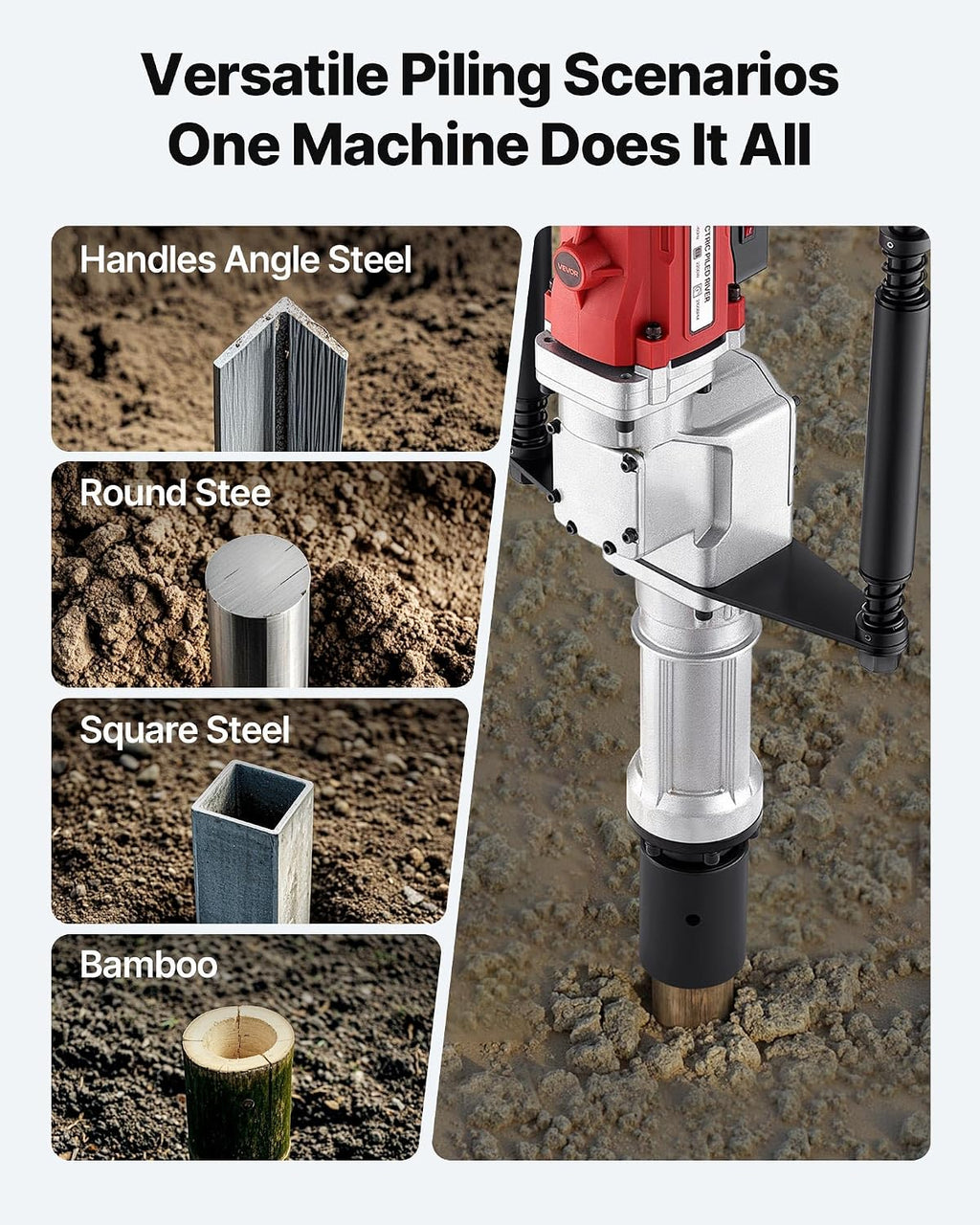 Electric T Post Driver, 2200W Handheld Powerful Post Pounder, with 2.17 in/55mm, 2.76 in/70mm Sleeves